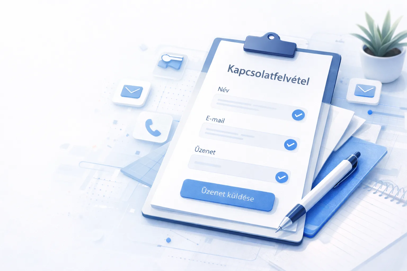 Kapcsolatfelvétel weboldal képernyőkép