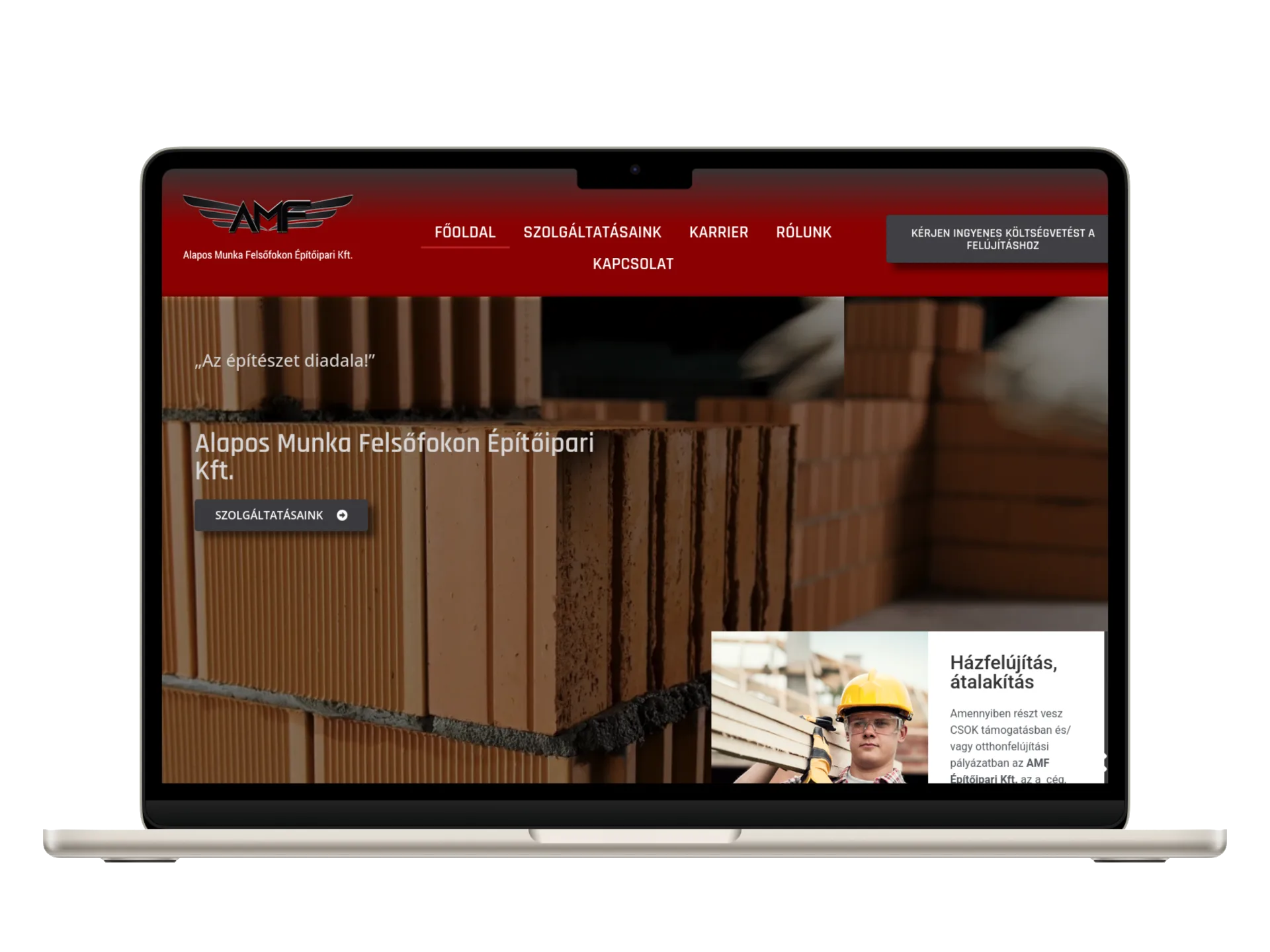 AMF referencia weboldal képernyőkép